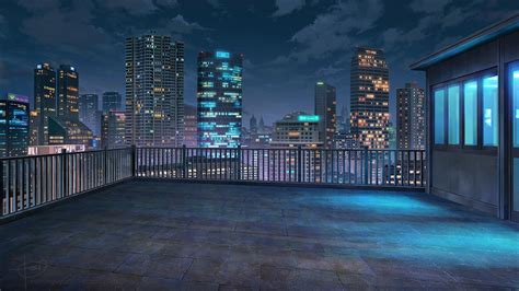 Nighttime Rooftop Anime Anime Rooftop Background Night Edge