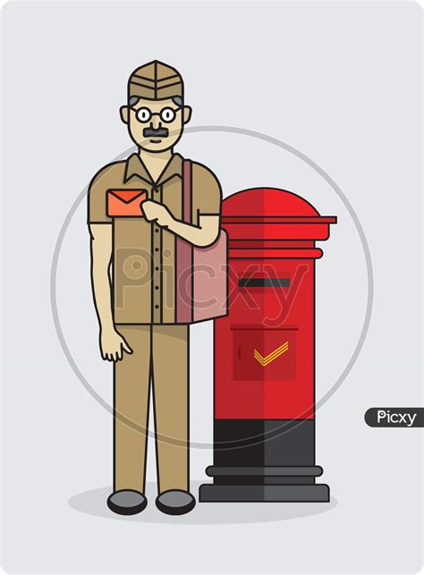 Image Of Illustration Of Postman Delivering Mail Ct147189 Picxy
