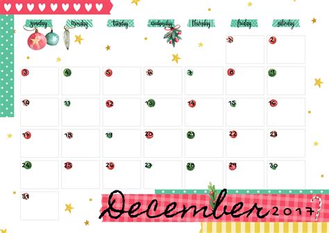 December 2017 Printable Colorful Calendar Free Download Colorful Zone
