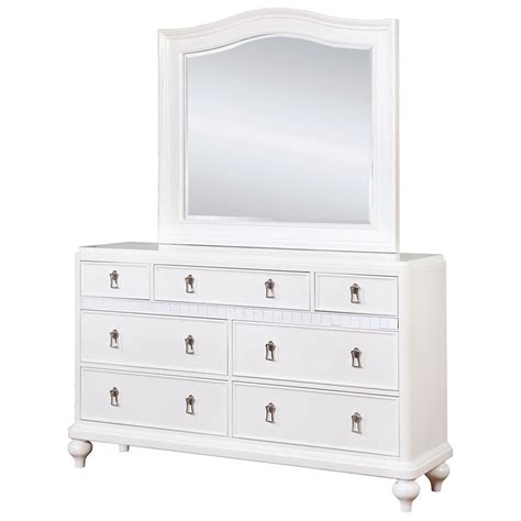 Furniture Of America Rona 7 Drawer Dresser With Mirror In White Ebay