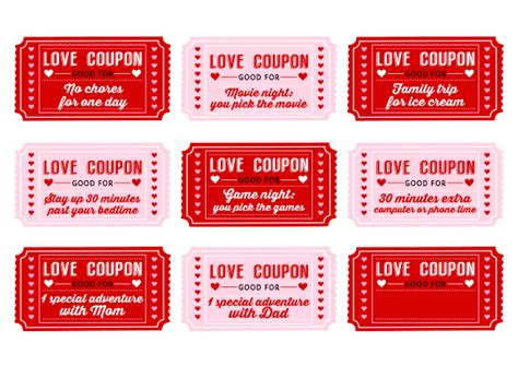 Free Printable Love Coupons For Kids On Valentines Day Catch My Party