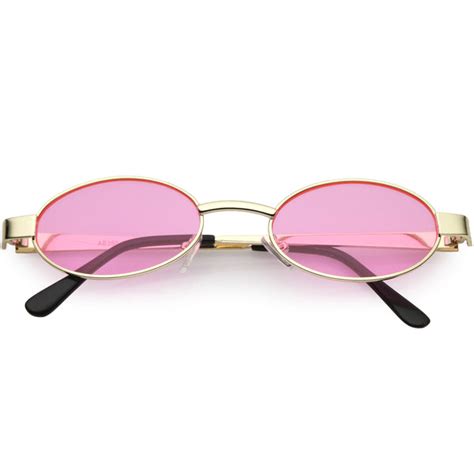 retro small oval sunglasses metal arms color tinted lens 48mm sunglass la