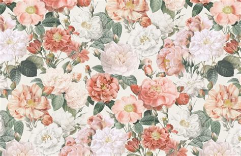 Pink And Red Roses Vintage Floral Wallpaper Mural Hovia Nz