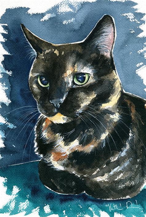 Ellie Tortoiseshell Cat Portrait Painting By Dora Hathazi Mendes