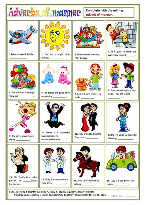 This is a worksheet/handout to teach adverbs of manner. ADVERBS OF MANNER | Adverbs, English stories for kids, Adverb activities