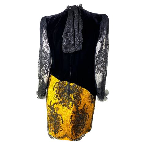 Fw 1989 Emanuel Ungaro Haute Couture Runway Velvet Lace Yellow Satin