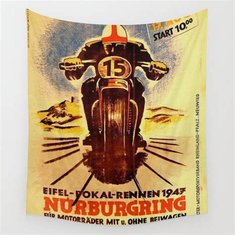 Vintage Nurburgring Nordschleife Motorcycle Racing Poster Circa 1947