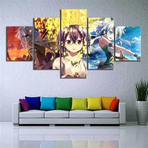 5 Piece Wall Art Canvas Anime Manga Prints Figure Shino Posters And