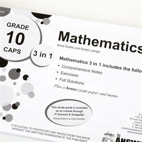 The Answer Series Grade 10 Mathematics 3in1 Caps Study Guide Sherwood