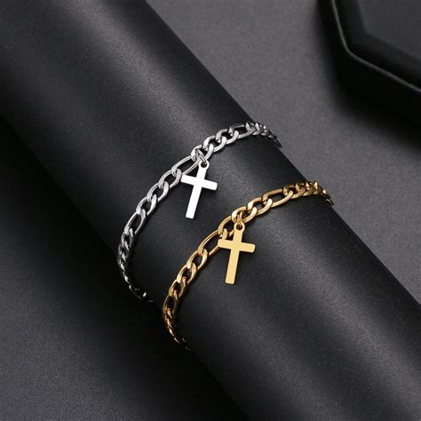 Stainless Steel Cross Anklets Fashion Cuban Chain Gofaer Finds Store