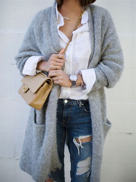 Oversized Cardigan And Ripped Jeans Song Of Style Best Fashion Bloggers Outfits