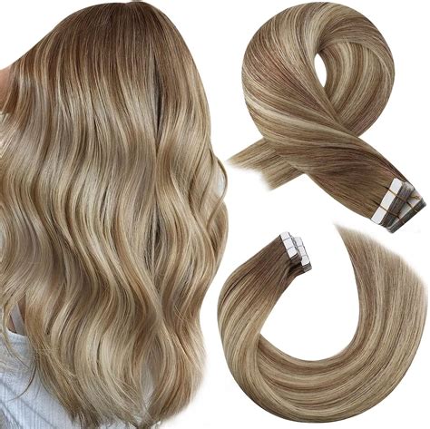 Moresoo Tape Hair Extensions Real Human Hair Balayage Blonde Tape In Extensions Light Brown With