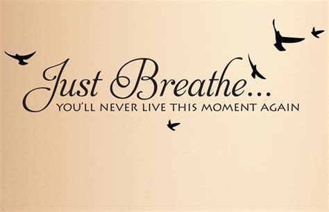 Just Breathe You Ll Never Live This Moment Again Vinyl Wall Decal Home D Cor Wall D Cor
