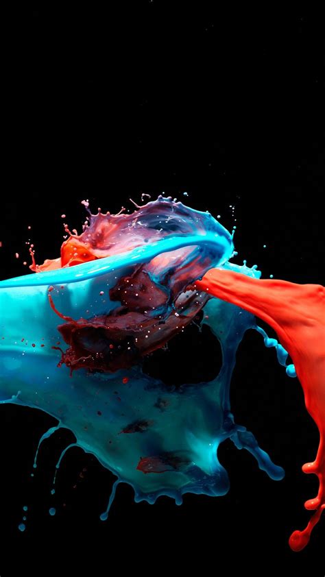3d Paint Splash Red Blue Mixing Smartphone Wallpaper And