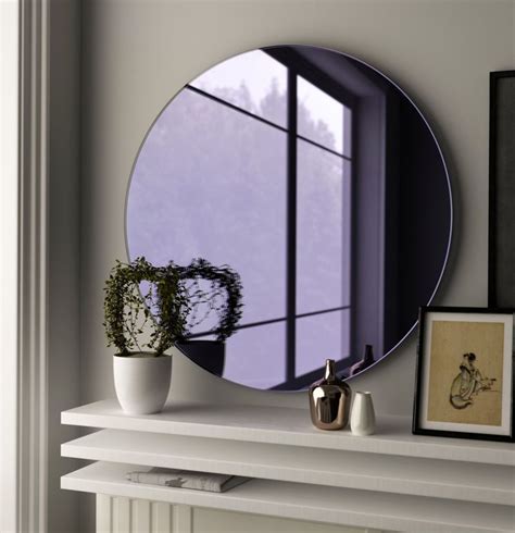 Round Purple Mirror Midcentury Modern Glass Mirror Made With Etsy In