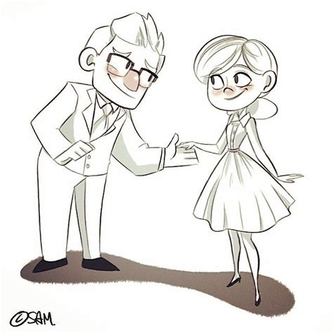 A Heartwarming Sketch Of Carl And Ellie Fredricksen From Pixar S UP