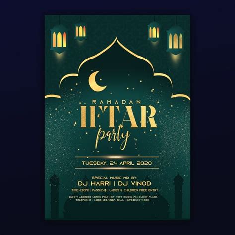 Green Theme Ramadan Iftar Party Invitation Psd Flyer Iftar Party