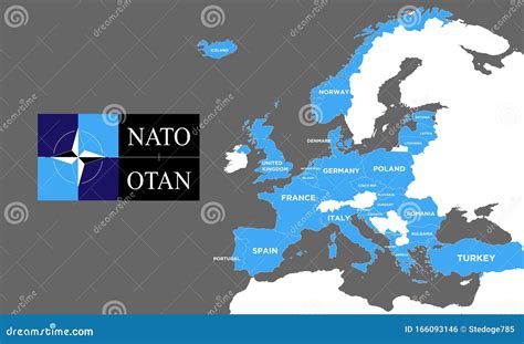 Nato Europe Map With Logo Nato Blue Stock Illustration Illustration