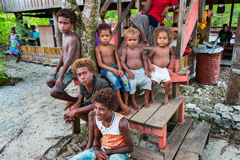 Group Of Melanesian Children Malaita Island Solomon Islands Stock Photo