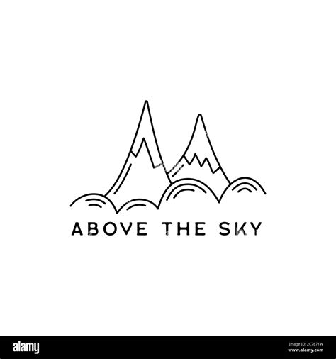 Vintage Simple Mountains Logo Design Outdoor Adventure Line Art Scene
