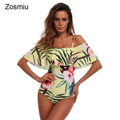 zosmiu sexy off shoulder swimwear retro print women 2018 one piece swimsuit ladies summer