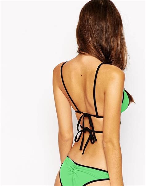 Asos Mix And Match Contrast Molded Strappy Triangle Bikini Top At Asos