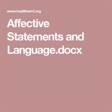 Affective Statements And Languagedocx Restorative Justice Counselor
