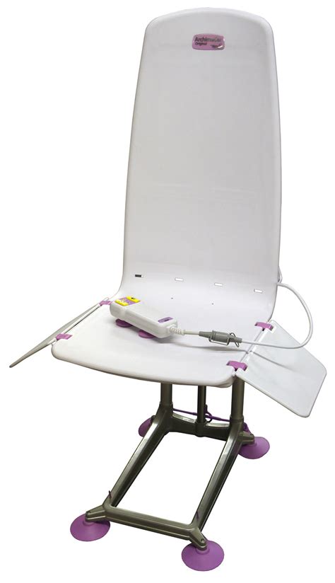 The scissor lift raises the chair up to a level that is even with the wall of the bathtub and back down again, allowing the senior to safely enter and exit the bath. The Archimedes Is A Battery Powered Bath Lift | Mangar Health