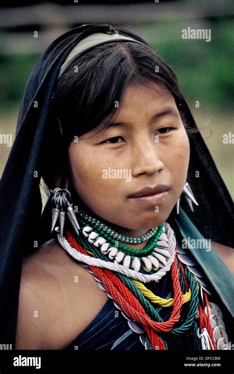 Beautiful Tribal Girl In Myanmar Burma There Are Many Colorful