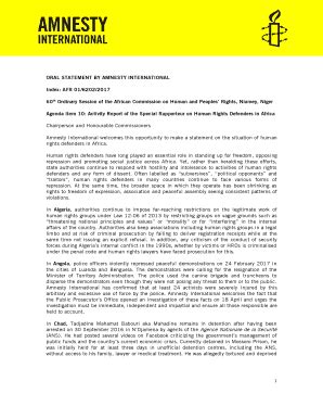 Fillable Online ORAL STATEMENT BY AMNESTY INTERNATIONAL Fax Email Print