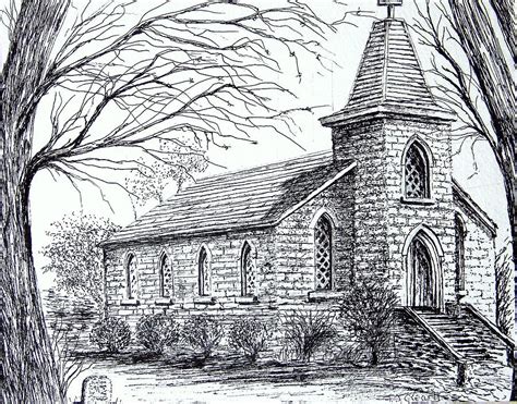 Church At Port Maitland Drawing By Terence John Cleary