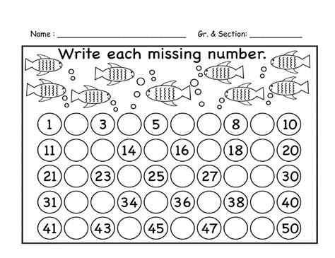 Counting Worksheet 1 50