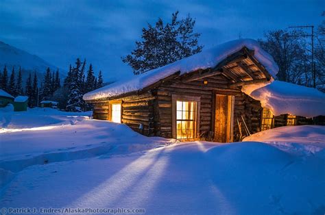 Log Cabin Cabin Alaska Winter Country Cabin