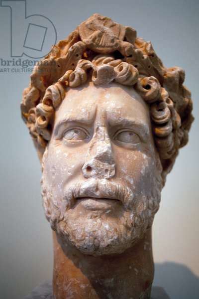 Marble Head Of Emperor Hadrian Roman Civilization 2nd Century