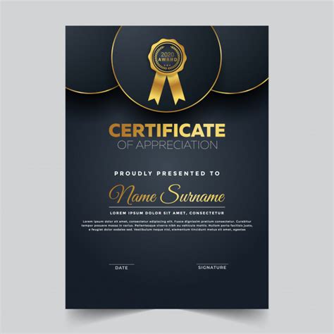 Certificado De Plantilla De Diseño De Logros Vector Premium
