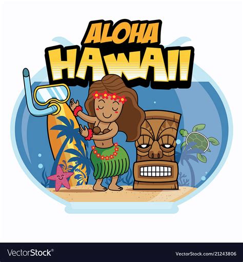 Aloha Hawaii Cartoon Design Royalty Free Vector Image