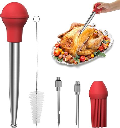 vondior turkey baster for cooking food grade stainless steel turkey baster syringe