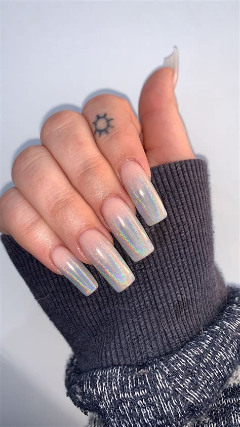 Holographic Ombré Acrylic Nails Ombre Acrylic Nails Nails Acrylic Nails