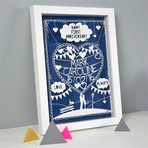 Personalised First Anniversary Papercut By The Portland Co