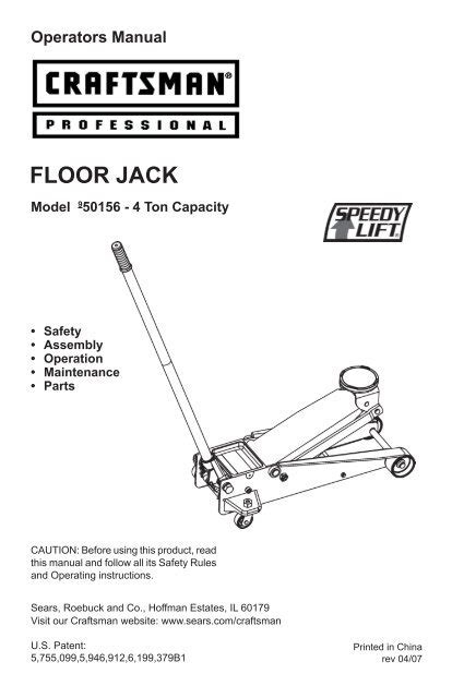 Sears 3 Ton Floor Jack Parts Home Alqu
