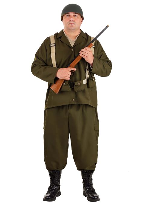 Deluxe Plus Size Ww2 Soldier Costume For Men