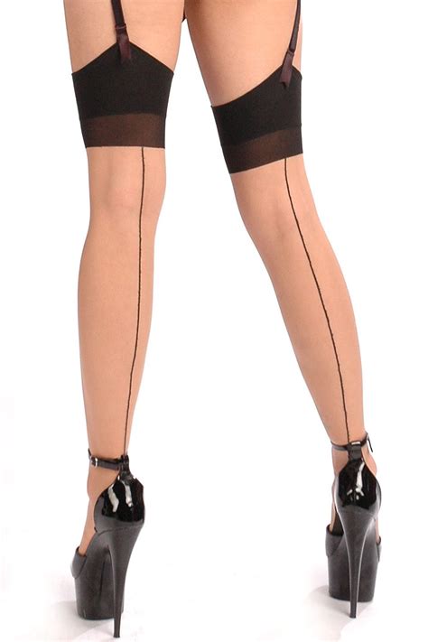 Sheer Cuban Heel Seamed Stockings These Sheer Stockings Have A Cuban