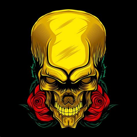Rose Gold Skull Skull Illustration Gold Skull Vector Art Illustration