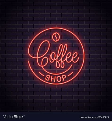 Coffee Neon Logo Shop Neon Sign Royalty Free Vector Image