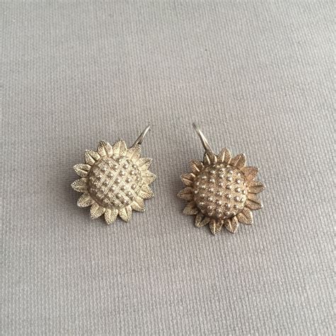 Silver Sunflower Earrings