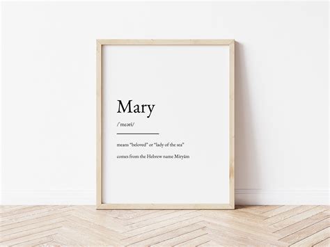 Mary Name Meaning Print Name Print Wall Art Minimalist Etsy