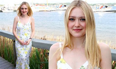 Dakota Fanning Stuns In Lithe White Floral Summer Dress As She Kicks