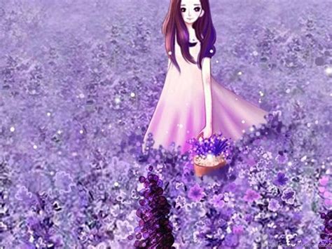 Anime Cute Girl In Purple Flower Garden Iphone 6