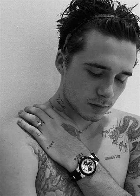 Brooklyn beckham goes shirtless in miami, shows off new tattoos! Brooklyn Beckham Gets Tattoo Dedicated To Fiancée Nicola Peltz