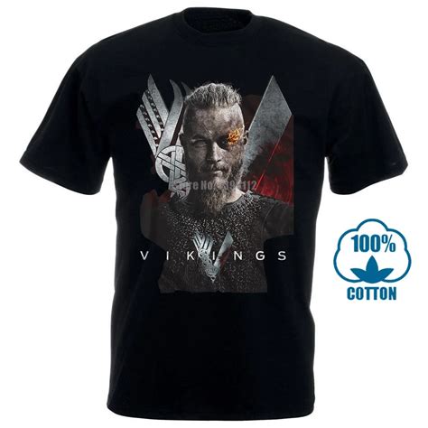 Official Vikings T Shirt Mens Ragnar Lothbrok History Tv Show Black In